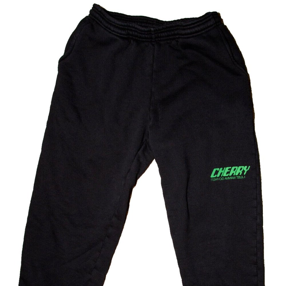 Cherry Los Angeles Sweatpants Black and Neon Green S/M